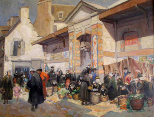 Market Scene in Brittany by Josephine Hale